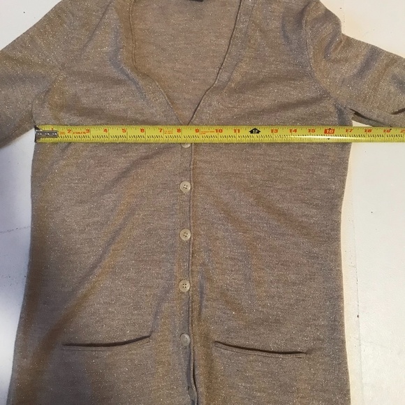 Rare Ann Taylor Women Gold Merino Wool Cardigan - Picture 9 of 10